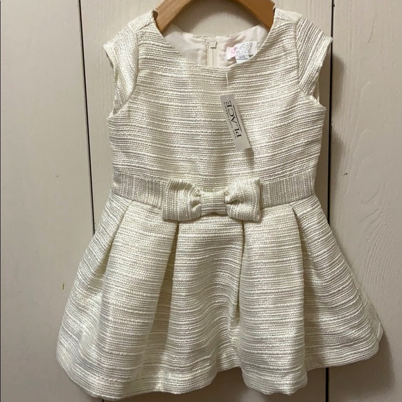 The Children’s Place Cream and Gold Striped Dress - Picture 1 of 5
